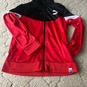 JACKET ONLY!Boys Puma Red and Black Zip-Up Jacket size L (14-16)